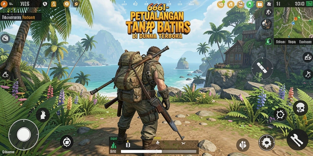 Screenshot menunjukkan eksplorasi dunia terbuka yang luas di 666I.