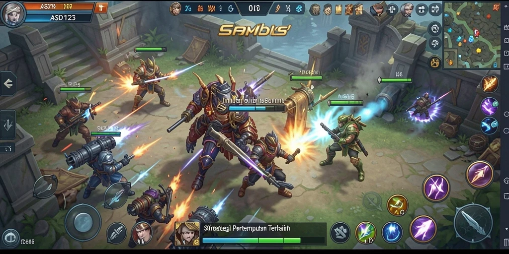 Tangkapan layar gameplay strategis dari ASD123 dalam pertempuran SLG.