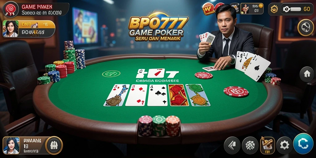 Screenshot gameplay BPO777 yang menunjukkan keseruan bermain Poker.