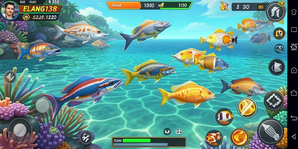 Screenshot gameplay ELANG138 menampilkan aksi tembak ikan yang mendebarkan.