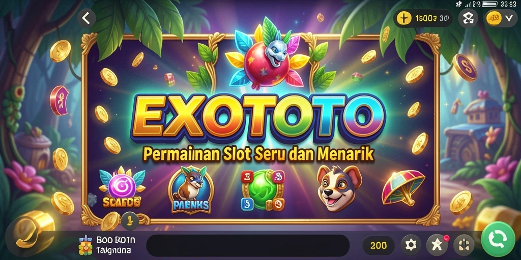 Tampilan menarik dari gameplay EXOTOTO yang seru dan penuh warna.