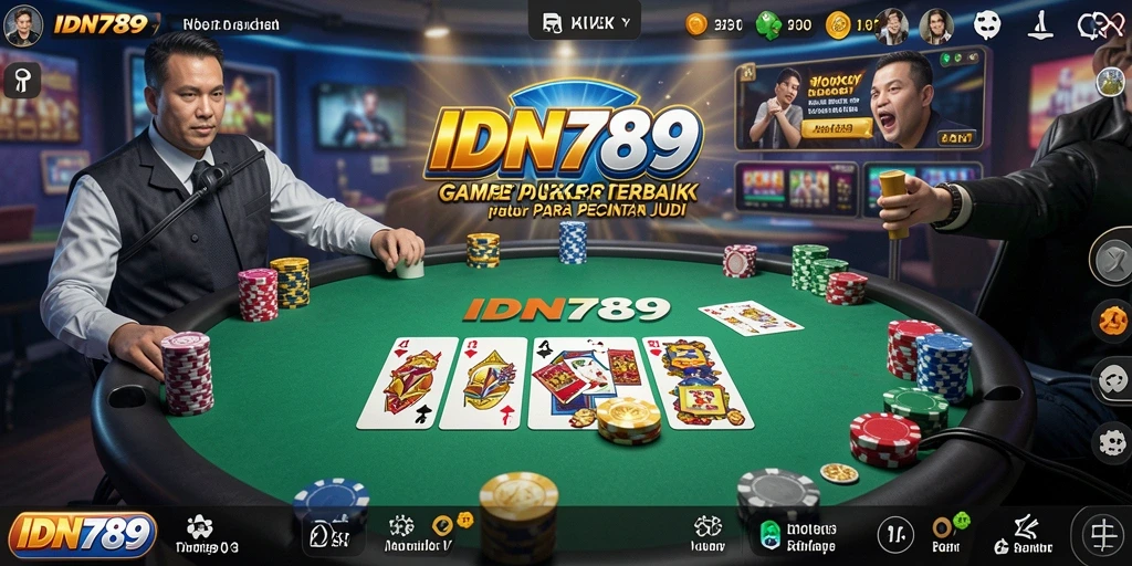 Gambaran gameplay Poker yang mendebarkan di IDN789.