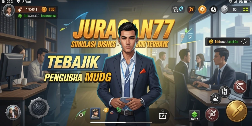 Tampilan gameplay <strong>JURAGAN77</strong> yang menggambarkan pengelolaan bisnis yang seru.