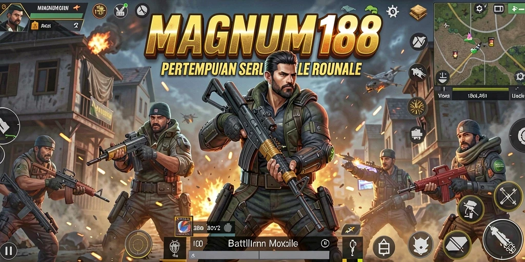 Tampilan gameplay menegangkan di MAGNUM188 dengan aksi Battle Royale.