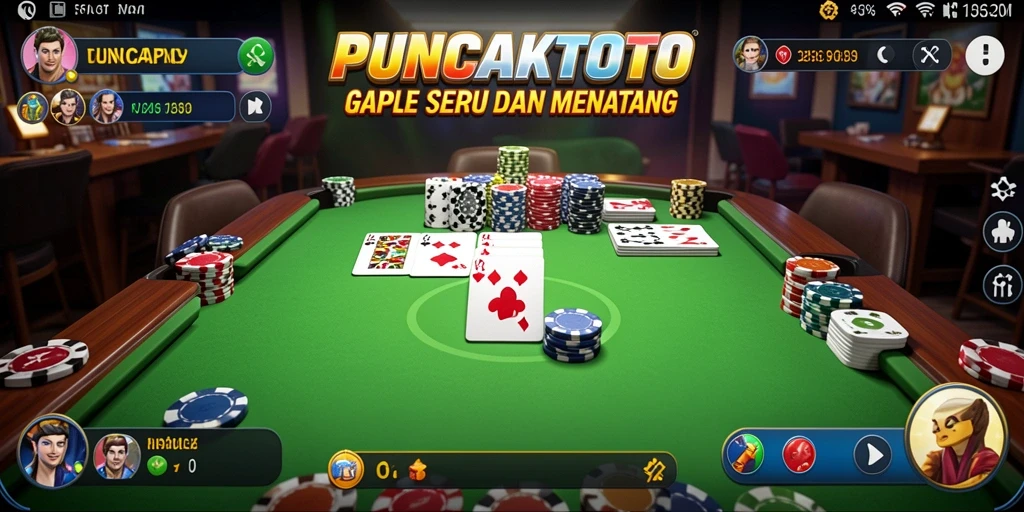 Screenshot gameplay PUNCAKTOTO yang menampilkan keseruan bermain Gaple.