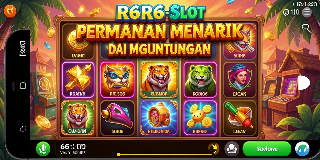Tampilan gameplay R6R6 yang seru dengan simbol slot yang menarik.