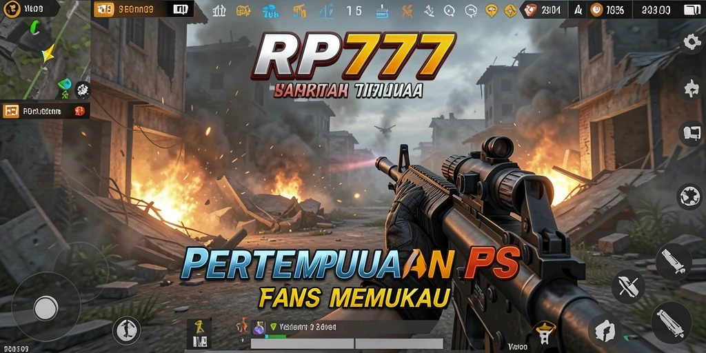 Tangkapan layar gameplay RP777 menampilkan aksi seru dalam pertempuran FPS.