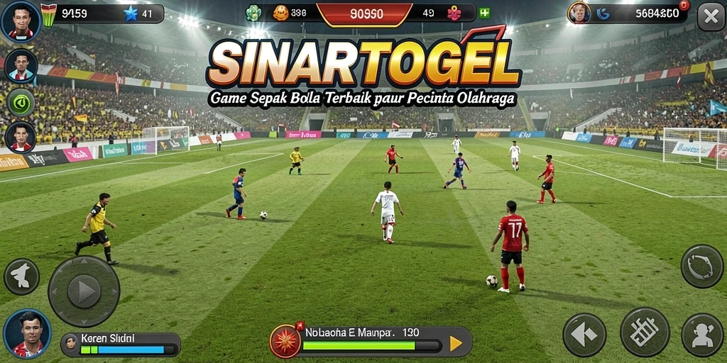 Tampilan gameplay SINARTOGEL dengan aksi sepak bola yang seru.
