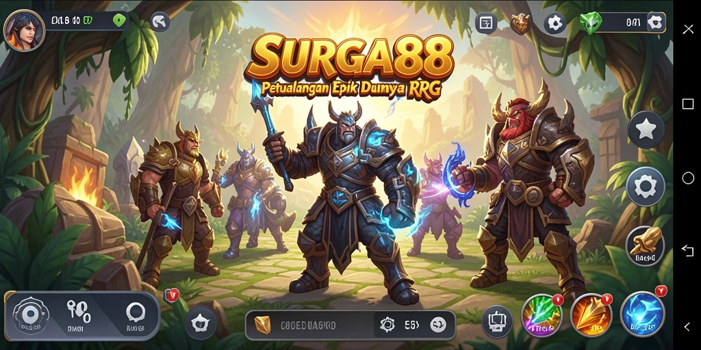 Tampilan gameplay epik dari petualangan RPG di SURGA88.